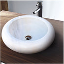 natural stone marble carrara white vessel sink surface polished size (D)15.5" (H)6" SKU TMS16 bathroom view natural stone marble carrara white vessel sink surface polished size (D)15.5" (H)6" SKU TMS16 bathroom view