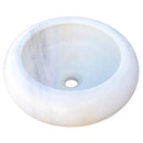 natural stone marble carrara white vessel sink surface polished size (D)15.5" (H)6" SKU TMS16 angle view natural stone marble carrara white vessel sink surface polished size (D)15.5" (H)6" SKU TMS16 angle view