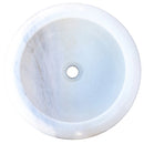 natural stone marble carrara white vessel sink surface polished size (D)15.5" (H)6" SKU TMS16 top view natural stone marble carrara white vessel sink surface polished size (D)15.5" (H)6" SKU TMS16 top view