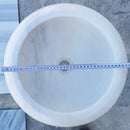 natural stone marble carrara white vessel sink surface polished size (D)15.5" (H)6" SKU TMS16 top diameter measure view natural stone marble carrara white vessel sink surface polished size (D)15.5" (H)6" SKU TMS16 top diameter measure view