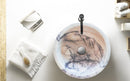 natural stone new york white marble round vessel sink polished SKU NTRVS40 Size (D)12" (H)5" installed in bathroom natural stone new york white marble round vessel sink polished SKU NTRVS40 Size (D)12" (H)5" installed in bathroom