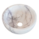 natural stone new york white marble round vessel sink polished SKU NTRVS40 Size (D)12" (H)5" perspective view product shot natural stone new york white marble round vessel sink polished SKU NTRVS40 Size (D)12" (H)5" perspective view product shot