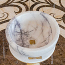 natural stone new york white marble round vessel sink polished SKU NTRVS40 Size (D)12" (H)5" perspective view product shot natural stone new york white marble round vessel sink polished SKU NTRVS40 Size (D)12" (H)5" perspective view product shot