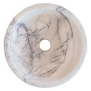 natural stone new york white marble round vessel sink polished SKU NTRVS40 Size (D)12" (H)5" top view product shot natural stone new york white marble round vessel sink polished SKU NTRVS40 Size (D)12" (H)5" top view product shot