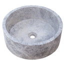natural stone tundra grey marble round vessel sink polished SKU TMS04 Size (D)16.5" (H)6" side view product shot natural stone tundra grey marble round vessel sink polished SKU TMS04 Size (D)16.5" (H)6" side view product shot