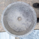 natural stone tundra grey marble round vessel sink polished SKU TMS04 Size (D)16.5" (H)6" top view product shot natural stone tundra grey marble round vessel sink polished SKU TMS04 Size (D)16.5" (H)6" top view product shot