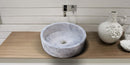 natural stone tundra grey marble round vessel sink polished SKU  TMS04 Size (D)16.5" (H)6"  bathroom view natural stone tundra grey marble round vessel sink polished SKU  TMS04 Size (D)16.5" (H)6"  bathroom view