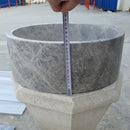 natural stone tundra grey marble round vessel sink polished SKU TMS04 Size (D)16.5" (H)6" height measure view  natural stone tundra grey marble round vessel sink polished SKU TMS04 Size (D)16.5" (H)6" height measure view