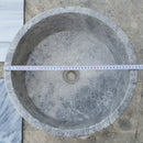 natural stone tundra grey marble round vessel sink polished SKU TMS04 Size (D)16.5" (H)6" diameter measure view natural stone tundra grey marble round vessel sink polished SKU TMS04 Size (D)16.5" (H)6" diameter measure view