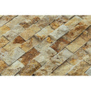 natural stone 1x2 split face mosaic meandros gold travertine SKU-20012401 close view natural stone 1x2 split face mosaic meandros gold travertine SKU-20012401 close view