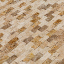 noce beige gold split face travertine mosaics 1x2 SKU-20012361 close view noce beige gold split face travertine mosaics 1x2 SKU-20012361 close view