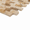 noce beige gold split face travertine mosaics 1x2 SKU-20012361 corner view noce beige gold split face travertine mosaics 1x2 SKU-20012361 corner view