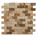 noce beige gold split face travertine mosaics 1x2 SKU-20012361 mesh view noce beige gold split face travertine mosaics 1x2 SKU-20012361 mesh view