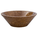 noce brown travertine V-shape natural stone tapered Sink polished size (D)16" (H)6" SKU-EGENPT1664 product shot front view noce brown travertine V-shape natural stone tapered Sink polished size (D)16" (H)6" SKU-EGENPT1664 product shot front view