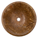 noce brown travertine V-shape natural stone tapered Sink polished size (D)16" (H)6" SKU-EGENPT1664 product shot top view noce brown travertine V-shape natural stone tapered Sink polished size (D)16" (H)6" SKU-EGENPT1664 product shot top view