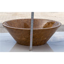 noce brown travertine V-shape natural stone tapered Sink polished size (D)16" (H)6" SKU-EGENPT1664 height measure view noce brown travertine V-shape natural stone tapered Sink polished size (D)16" (H)6" SKU-EGENPT1664 height measure view