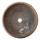 noce brown travertine natural stone drop in sink honed and filled SKU NTRSTC12 Size (D)16" (H)6" top view product shot noce brown travertine natural stone drop in sink honed and filled SKU NTRSTC12 Size (D)16" (H)6" top view product shot
