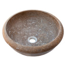 noce brown travertine natural stone drop in sink honed and filled SKU NTRSTC12 Size (D)16" (H)6" perspective view product shot   noce brown travertine natural stone drop in sink honed and filled SKU NTRSTC12 Size (D)16" (H)6" perspective view product shot
