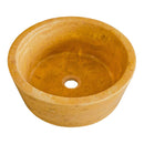 oasis gold travertine natural stone tapered sink honed filled size (D)16" (H)6" SKU-NTRSTC41 product shot angle view oasis gold travertine natural stone tapered sink honed filled size (D)16" (H)6" SKU-NTRSTC41 product shot angle view
