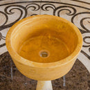 oasis gold travertine natural stone tapered sink honed filled size (D)16" (H)6" SKU-NTRSTC41 products shot angle view oasis gold travertine natural stone tapered sink honed filled size (D)16" (H)6" SKU-NTRSTC41 products shot angle view