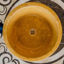 oasis gold travertine natural stone tapered sink honed filled size (D)16" (H)6" SKU-NTRSTC41 products shot top view oasis gold travertine natural stone tapered sink honed filled size (D)16" (H)6" SKU-NTRSTC41 products shot top view