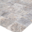 Pewter Travertine Honed and Filled Floor and Wall Tile angle view Pewter Travertine Honed and Filled Floor and Wall Tile angle view