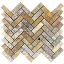 Scabos Travertine 1"x3" Herringbone on 12" x 12" Mesh Mosaic Tile SKU: HSSTH1x3HBMOSH on white background Scabos Travertine 1"x3" Herringbone on 12" x 12" Mesh Mosaic Tile SKU: HSSTH1x3HBMOSH on white background
