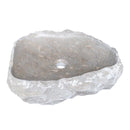 seagrass fossil limestone rustic natural stone vessel sink SKU NTRSTC16-M Size (W)16" (L)20" (H)5" perspective view product shot seagrass fossil limestone rustic natural stone vessel sink SKU NTRSTC16-M Size (W)16" (L)20" (H)5" perspective view product shot