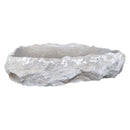 seagrass fossil limestone rustic natural stone vessel sink SKU NTRSTC16-M Size (W)16" (L)20" (H)5" side perspective view product shot seagrass fossil limestone rustic natural stone vessel sink SKU NTRSTC16-M Size (W)16" (L)20" (H)5" side perspective view product shot