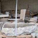seagrass fossil limestone rustic natural stone vessel sink SKU NTRSTC16-M Size (W)16" (L)20" (H)5" height measure view seagrass fossil limestone rustic natural stone vessel sink SKU NTRSTC16-M Size (W)16" (L)20" (H)5" height measure view