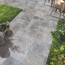 silver antique french pattern set travertine tile brushed chiseled filled SKU-10077236 installed  view of travertine set silver antique french pattern set travertine tile brushed chiseled filled SKU-10077236 installed  view of travertine set