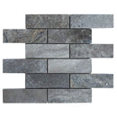 silver travertine mosaics polished and filled 2x6 SKU-20012417 top view of mesh silver travertine mosaics polished and filled 2x6 SKU-20012417 top view of mesh