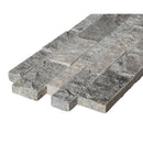 silver travertine split face stone siding mesh size 7.25"x19.75"-SKU-10107183 corner view silver travertine split face stone siding mesh size 7.25"x19.75"-SKU-10107183 corner view