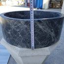 sirius black marble natural stone round shape Vessel Sink Polished size D16.5 H6 SKU TMS19 side measure view sirius black marble natural stone round shape Vessel Sink Polished size D16.5 H6 SKU TMS19 side measure view