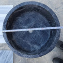 sirius black marble natural stone round shape Vessel Sink Polished size D16.5 H6 SKU TMS19 diameter measure view sirius black marble natural stone round shape Vessel Sink Polished size D16.5 H6 SKU TMS19 diameter measure view