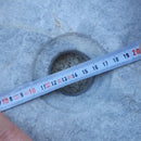 sirius silver marble natural stone vessel sink polished size (D)15.5" (H)6" SKU-TMS21 product shot drain hole measure sirius silver marble natural stone vessel sink polished size (D)15.5" (H)6" SKU-TMS21 product shot drain hole measure