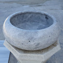 sirius silver marble natural stone vessel sink polished size (D)15.5" (H)6" SKU-TMS21 product shot angle view sirius silver marble natural stone vessel sink polished size (D)15.5" (H)6" SKU-TMS21 product shot angle view