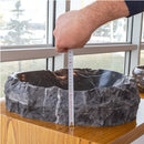 toros black rustic marble natural stone vessel sink polished hand-split face size (W)17" (L)17" (H)5" SKU-NTRVS08 product shot height measure toros black rustic marble natural stone vessel sink polished hand-split face size (W)17" (L)17" (H)5" SKU-NTRVS08 product shot height measure