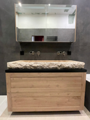 Troia Light Travertine Rectangular Vessel Sink Honed and Hand-Split (W)16" (L)48" (H)4" Troia Light Travertine Rectangular Vessel Sink Honed and Hand-Split (W)16" (L)48" (H)4"