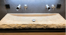 Troia Light Travertine Rectangular Vessel Sink Honed and Hand-Split (W)16" (L)48" (H)4" Troia Light Travertine Rectangular Vessel Sink Honed and Hand-Split (W)16" (L)48" (H)4"