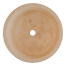 troia light travertine natural stone cylinder sink honed and filled matte SKU NTRVS39 size (D)16" (H)6" top view product shot troia light travertine natural stone cylinder sink honed and filled matte SKU NTRVS39 size (D)16" (H)6" top view product shot