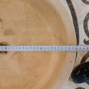 troia light travertine natural stone cylinder sink honed and filled matte SKU NTRVS39 size (D)16" (H)6" thickness measure view troia light travertine natural stone cylinder sink honed and filled matte SKU NTRVS39 size (D)16" (H)6" thickness measure view