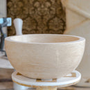 Troia Light Travertine Natural Stone Round Above Vanity Bathroom Sink (D)12.5" (H)6" Troia Light Travertine Natural Stone Round Above Vanity Bathroom Sink (D)12.5" (H)6"