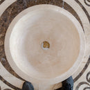 Troia Light Travertine Natural Stone Round Above Vanity Bathroom Sink (D)12.5" (H)6" Troia Light Travertine Natural Stone Round Above Vanity Bathroom Sink (D)12.5" (H)6"