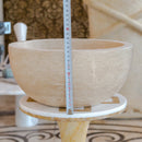 troia light travertine natural stone vessel sink honed and filled SKU NTRVS35 Size (D)12.5" (H)6" height measure view troia light travertine natural stone vessel sink honed and filled SKU NTRVS35 Size (D)12.5" (H)6" height measure view
