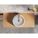troia light travertine natural stone vessel sink surface honed filled size (D)16" (H)6" (45.8cmx45.8cmx23cm) SKU-NTRSTC10 installed on bathroom troia light travertine natural stone vessel sink surface honed filled size (D)16" (H)6" (45.8cmx45.8cmx23cm) SKU-NTRSTC10 installed on bathroom