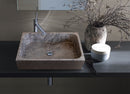 tundra gray marble farmhouse rectangular sink SKU NTRVS14 Size (W)16" (L)19.5" (H)5" installed in bathroom  tundra gray marble farmhouse rectangular sink SKU NTRVS14 Size (W)16" (L)19.5" (H)5" installed in bathroom