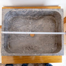 tundra gray marble farmhouse rectangular sink SKU NTRVS14 Size (W)16" (L)19.5" (H)5" width measure view tundra gray marble farmhouse rectangular sink SKU NTRVS14 Size (W)16" (L)19.5" (H)5" width measure view