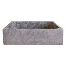 tundra gray marble farmhouse rectangular sink SKU NTRVS14 Size (W)16" (L)19.5" (H)5" side view  product shot tundra gray marble farmhouse rectangular sink SKU NTRVS14 Size (W)16" (L)19.5" (H)5" side view  product shot