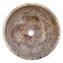 valencia beige travertine natural stone undermount vessel sink filled and polished SKU-EGEVUMP166 product shot top view valencia beige travertine natural stone undermount vessel sink filled and polished SKU-EGEVUMP166 product shot top view
